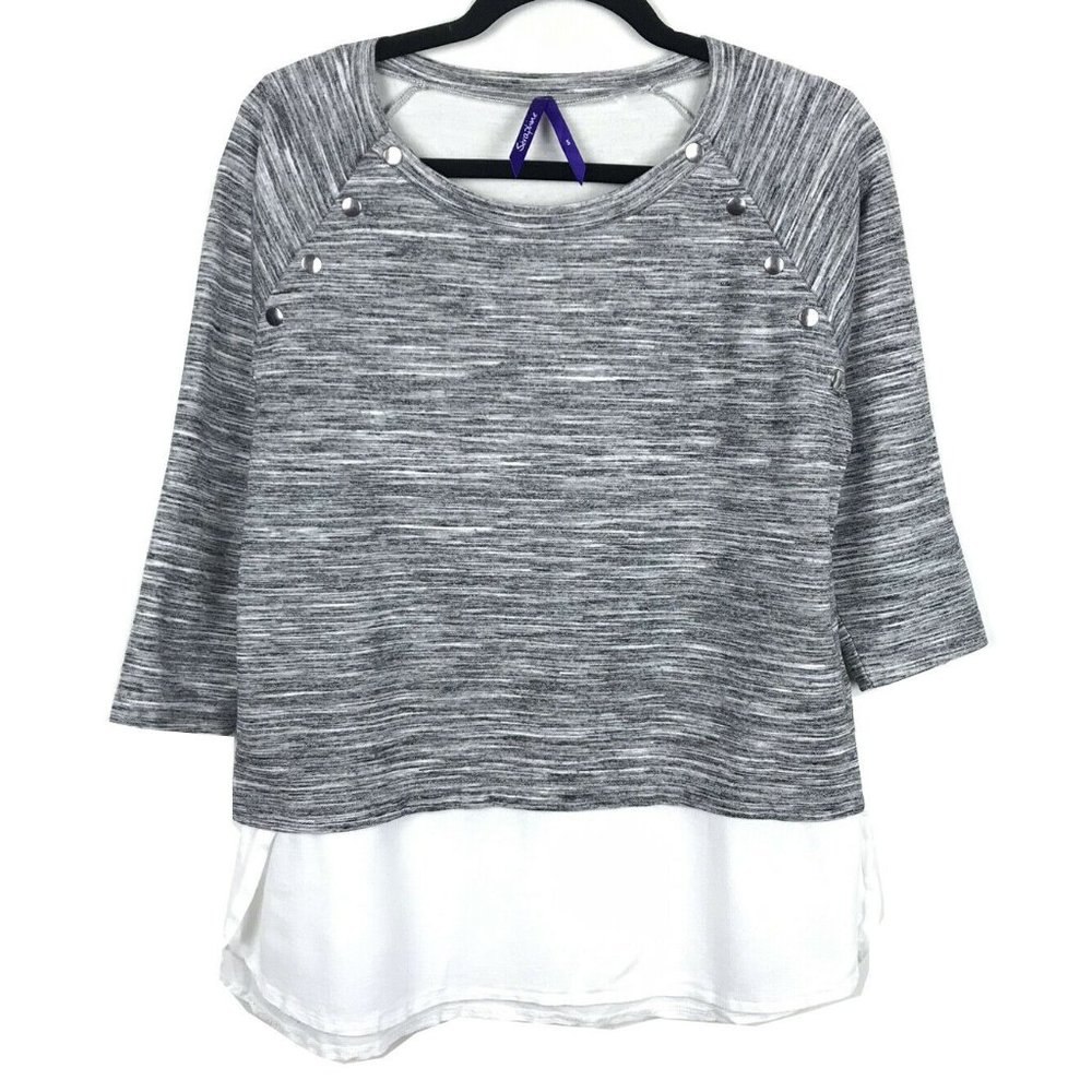 Seraphine Maternity Nursing Top Gray White Top S
